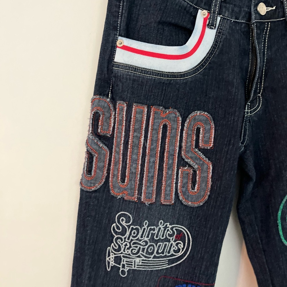 NBA Hardwood Classics Sports GIII By Carl Banks Vintage Embroidered Jeans Sz 11 - Picture 3 of 16